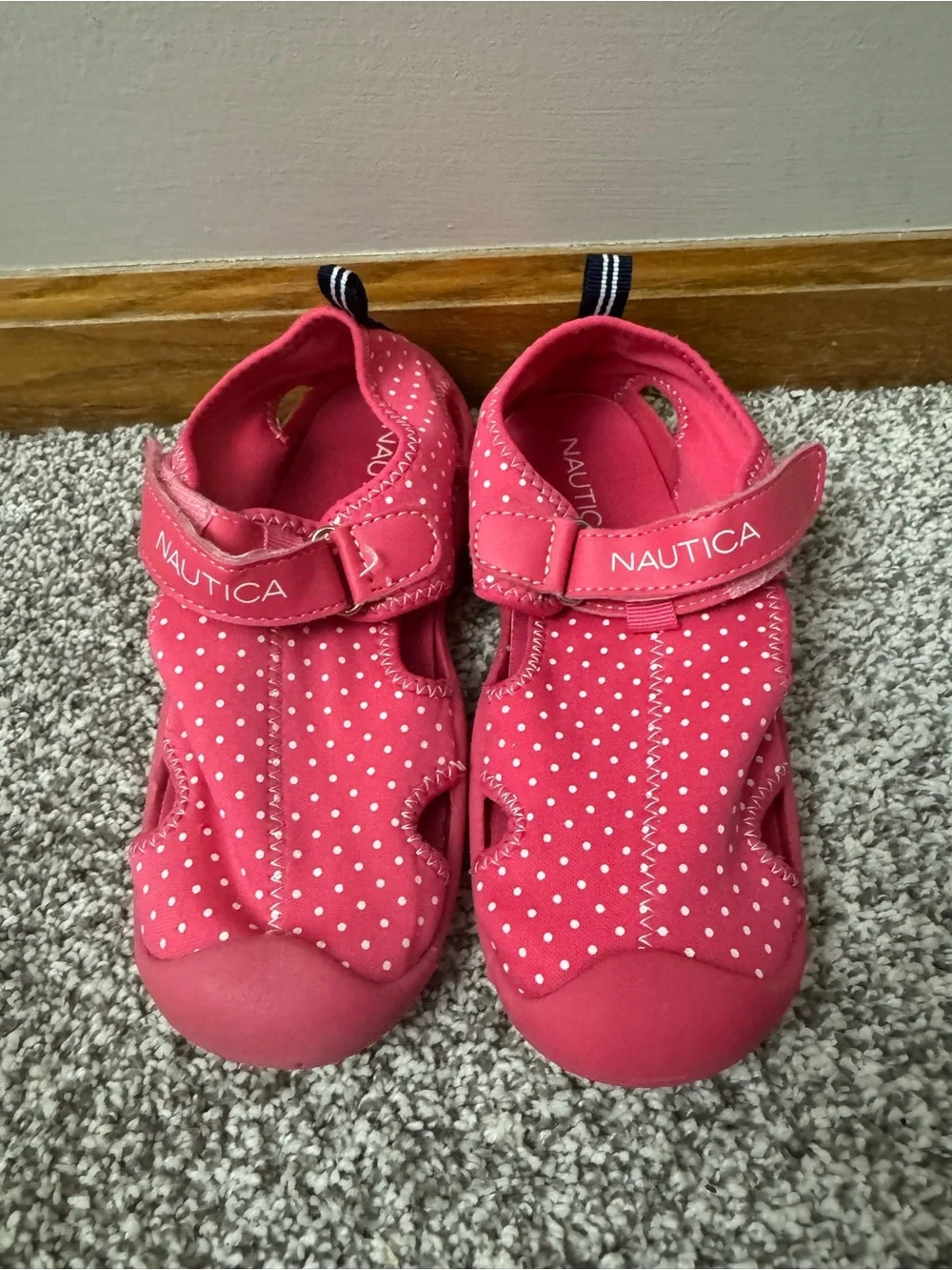 Girls Nautica Pink Polka Dot Water Shoes Size 12